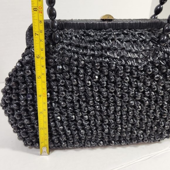 Dena of dallas vintage rafia straw beaded structured purse bag evc - Picture 13 of 16